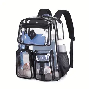 Clear Backpack Computer Bag Clear Casual Backpack PVC Clear Book Bag Suitable For Stadium Approved See-through Backpack durable pvc material