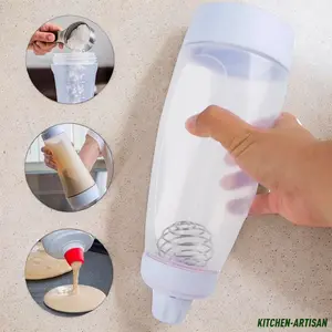 Pancake Bottle Batter Dispenser Mixing Bottle Squeeze Bottle with Measurement Mark for Smooth Seasoning of Pancake Waffle Cream and Patty Kitchen Utensils 28x10x10cm kitchen  gadgets