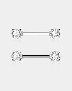 Classic CZ Nipple Barbell Pair