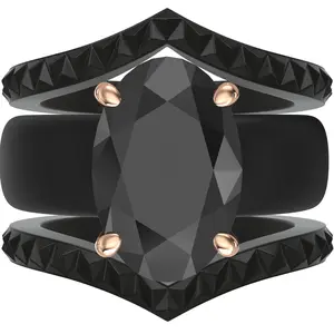 Silicone Ring Stackable Set – 12×8 mm Black Oval Cut CZ | Patented Design - GlowStone Collection