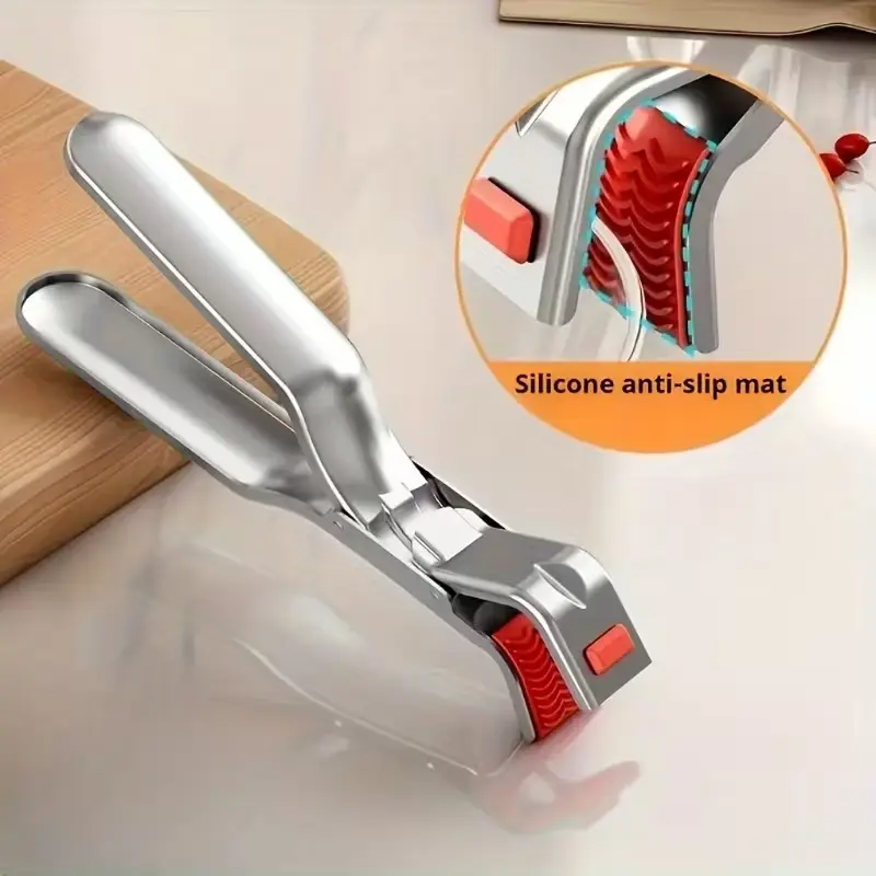 304 Stainless Steel Heat Resistant Gripper, Non-Slip Kitchen Tool with Insulation Pad, Secure Grip for Baking & Cooking, Modern Kitchen Accessories, Kitchen Utensils Accessories