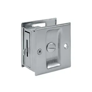 212 MAIN Deltana Solid Brass Privacy Pocket Safety Lock, 2.5x2.75in Satin Chrome Finish, Privacy Function, Includes Mounting Bolts, Motorcycle Door Lock Accessory