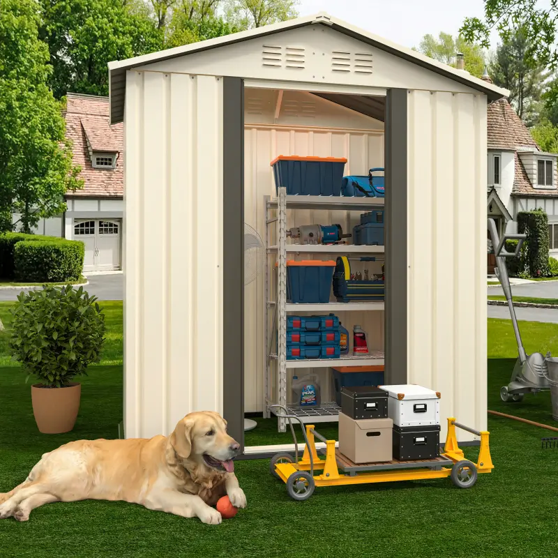 Sturdy 5x3 ft Size Apex Roof Outdoor Resin Storage Shed - Waterproof Aluminum Alloy Frame, Ventilated Design, Installation Manual Included, 33.10in L, 62.20in Width, 72.50in Height, White Single Unit Outdoor Furniture for Garden Use,sohochic