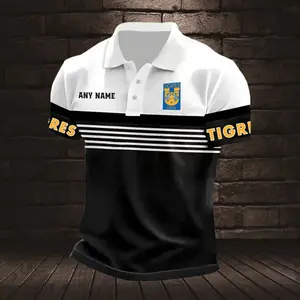 LIGA MX Tigres UANL Personalized Name Stripped Multi Color Polo Design ST2501