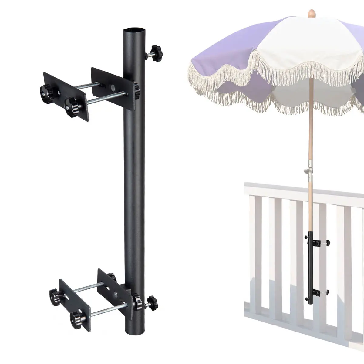 Yescom Deck Umbrella Holder Attached to Deck Railing, Fits 1-9/16" Poles