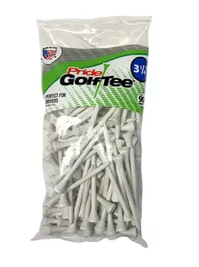 Pride Wood Golf Tee, 2.75 and 3-1/4 inch, White, 90 Count