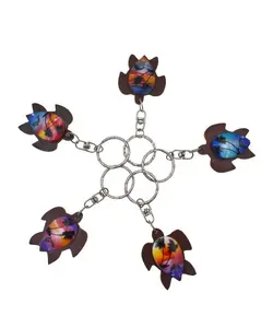 Dolphin With Palm Tree Turtle Key Chains