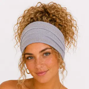 Ribbed Knit Headbands for Women, Handmade USA, Wide Stretchy Hair Bands for Everyday Comfort, Black Gray Olive
