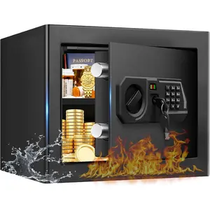 1.3 Cub Small Home Safes Fire and Water Proof, Digital Security Fireproof Safe Box with Combination Lock, Smart Alarm Removable Shelf for Home Documents Valuables
