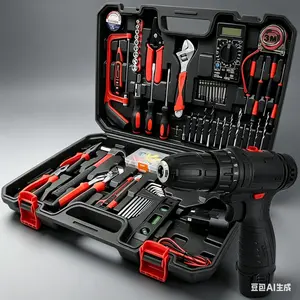 12V/16.8V Cordless Drill Set, Wireless Rechargeable Electric Drill Tool Set, Electric Drill Tool Box Set, Equipped with Battery, Hand Tools, Pliers, Drill Bit Set, Suitable for Construction, Industry, and Home Renovation, Men's Gift, Best Present