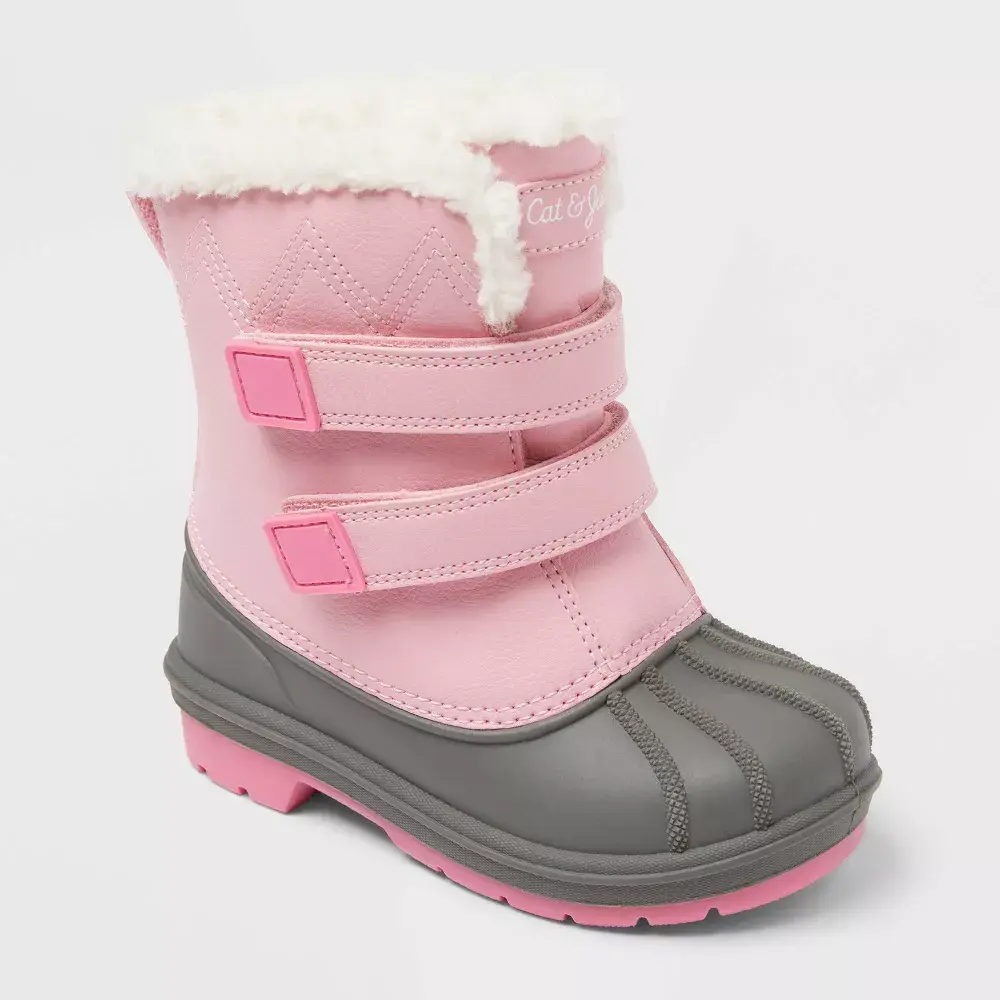 Cat & Jack Toddler Denver Faux Fur Lining Strap Winter Boots - Pink