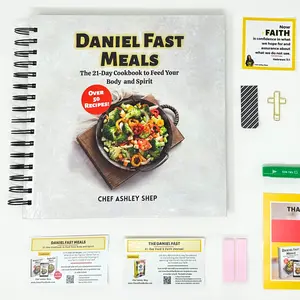 Daniel Fast Cookbook BUNDLE by Chef Ashley Shep - Includes Magnetic Bookmark, Sticky Flags, Fasting Scriptures, and More!