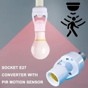 Pir Human Motion Sensor LED Lamp Base, E27 Bulb Socket Adapter, Ac 85-265v Wide Voltage, Adjustable Induction Switch