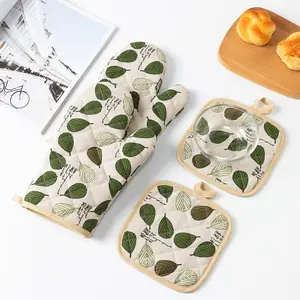 High Heat Resistant Oven Mitts & Pot Holders Set, Ultra-Thick Long Kitchen Gloves for Cooking, 4-Piece Set, 500 Degree Safe