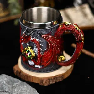 Stainless Steel Mug, European Medieval Style Viking Pirate Dragon Beer Cup, Durable Water Bottle, Perfect for Daily Use & Special Occasions, Drinkware
