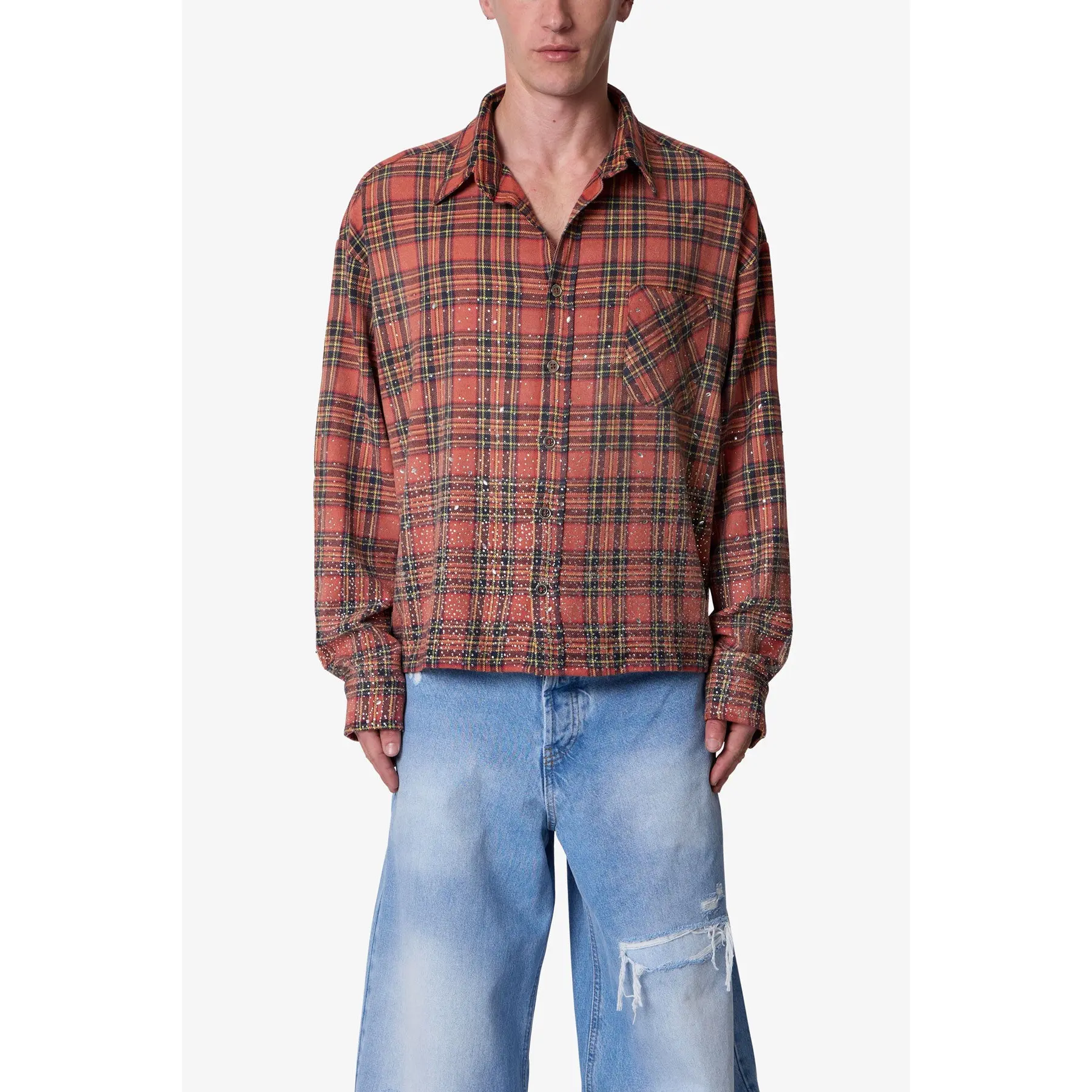 mnml Rhinestone Flannel Shirt mnml Rhinestone Flannel Shirt