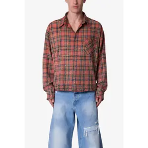 mnml Rhinestone Flannel Shirt - Red
