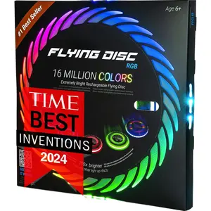 Flying Disc - 108 RGB Multicolor or 36 Monocolor LEDs, Super Bright, Smart Modes, Easter Basket Stuffers Gift, Camping Toy for Kid/Teen/Adult, Auto Light Up, Rechargeable, Waterproof, 175g