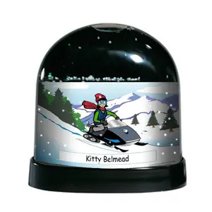 Snowmobile Rider, Female - NTT Personalized Snow Globe