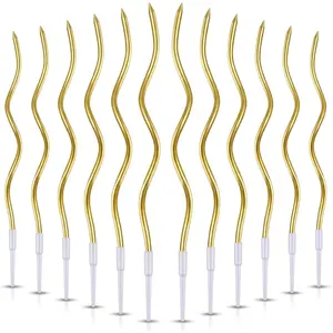 12-Count Spiral Birthday Candles, Long Twisty  Party Candles with Candle Holders, Long  for Weddings, Birthdays, Party Decorations, Cupcakes, Anniversary and Meetups ()