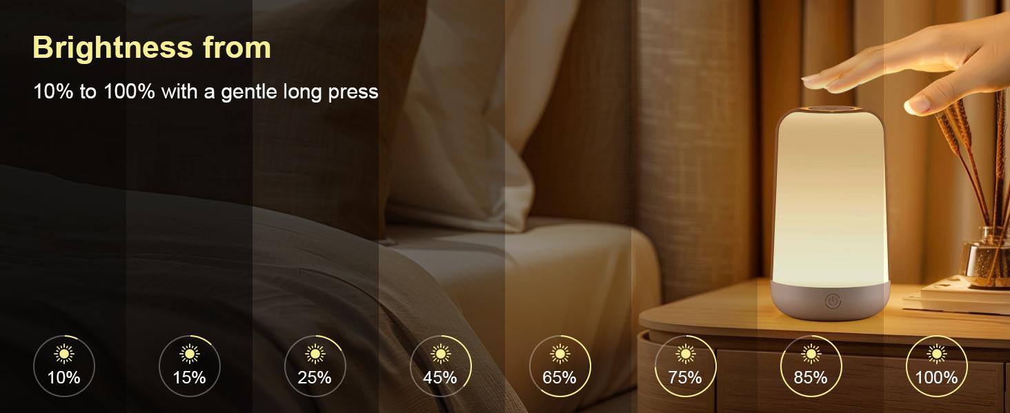 FRIDEKO HOME RGB Touch Bedside Lamp for Nightstand 4 Dynamic  White Tones Dimmable Mood Lighting 18-Hour Battery USB-C Charging Bedroom Living Room Nursery Kids Adult