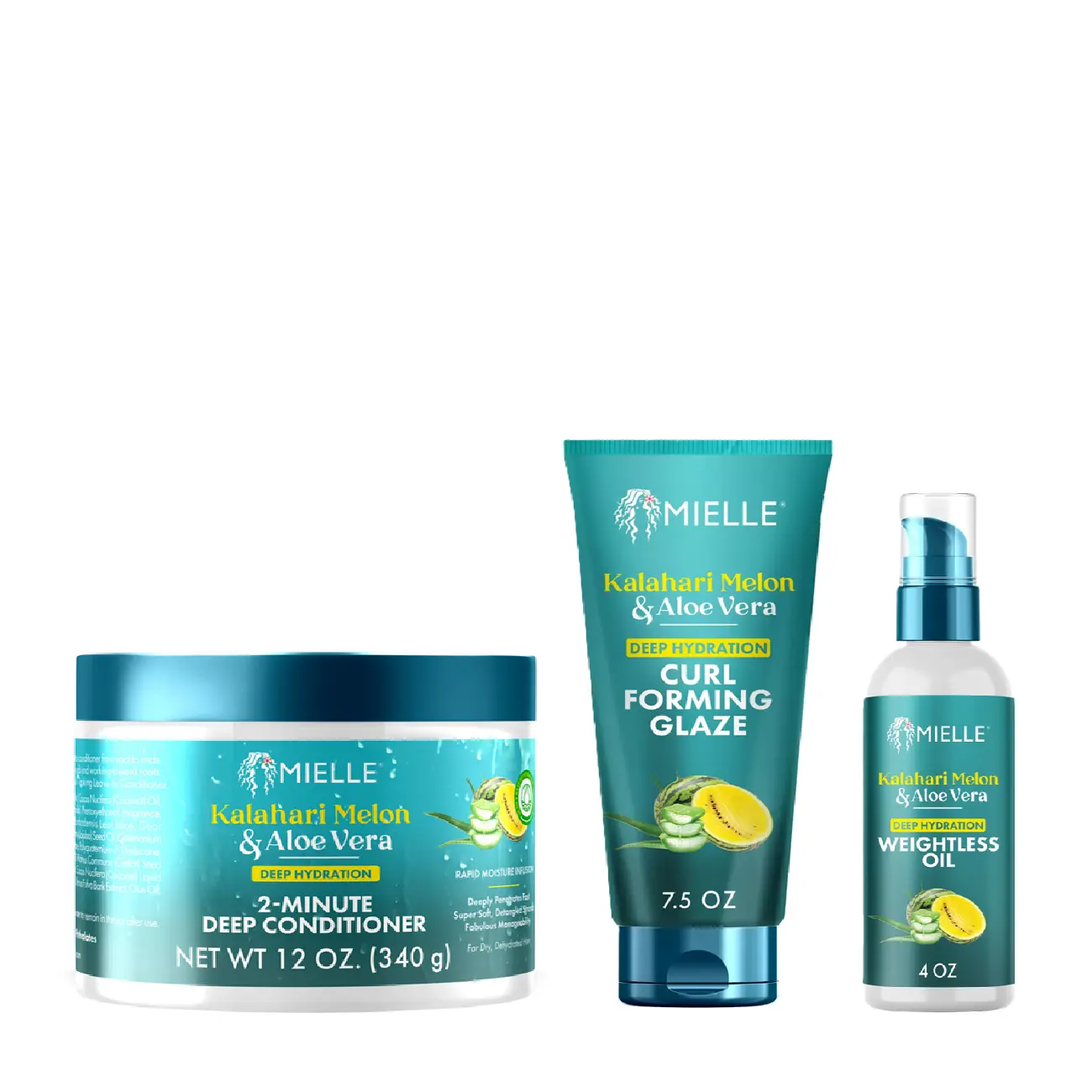 Kalahari ultimate trio with deep conditioner, curl glaze, and weightless oil