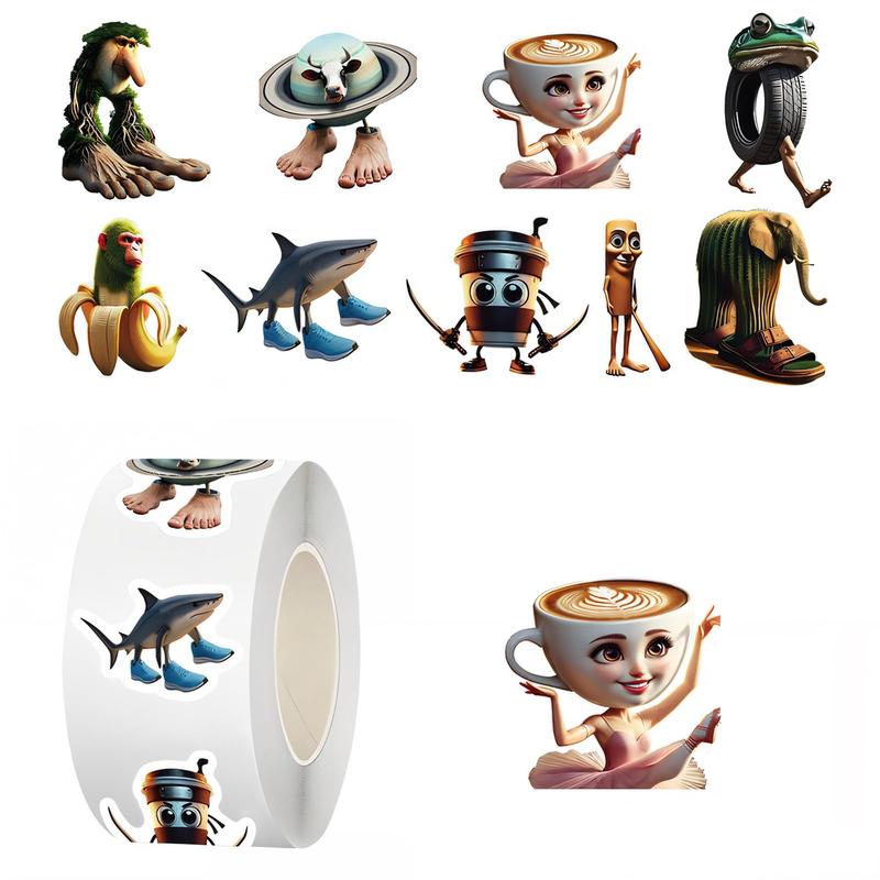 2 Roll Set of 1000 Stickers Brainrot Stickers, Italian Brainrot Temporary Tattoos, Italian Brainrot Funny Stickers Suitable for Enthusiasts of Humor and Unique Stickers