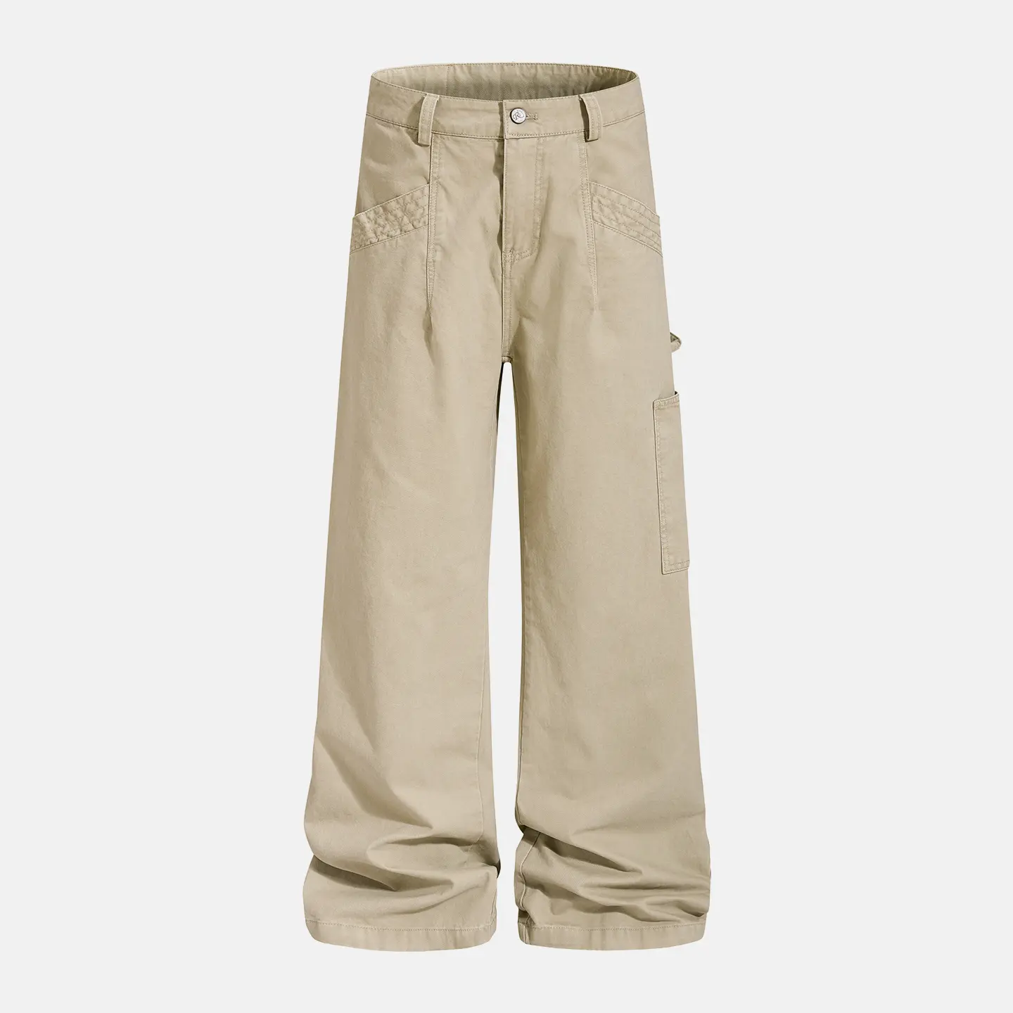 Inflation Men's 100% Cotton Baggy Stylish Cargo Pants - Loose-Fit, Wide-Leg, Full-Length, Breathable, Plain Trousers with Multiple Pockets for Street Casual Summer Wear