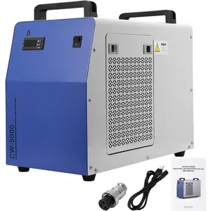 Garvee CW-5000 Industrial Water Chiller with 7L Capacity and 1.14HP Motor, 2.64 GPM Flow Rate, Efficient Cooling System for 40W to 100W CO2 Engraving and Cutting Machines, Cooling Power 3868 Btu/Hour