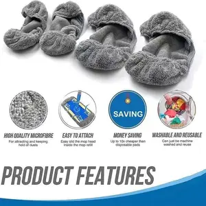 Replaceable Mop Cleaning Cloths, Dry Wet Dual Use Wipes, 4 Pack Home Floor Cleaning Supplies, Essential Household Cleaning Tools