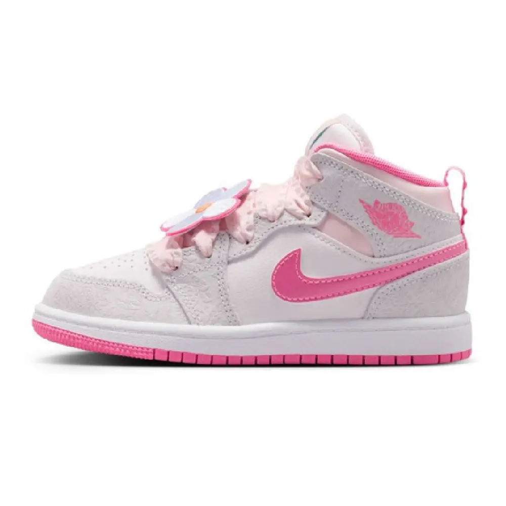 Little Kid's Jordan 1 Mid SE "Spring Flowers" Vt Gr/Pk Gw-Sl (II0591 001)
