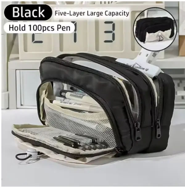 Large-Capacity Multi-Layer Storage Bag - Student Stationery Box, Office Organization Bag, Makeup Organizer (Home Supplies)