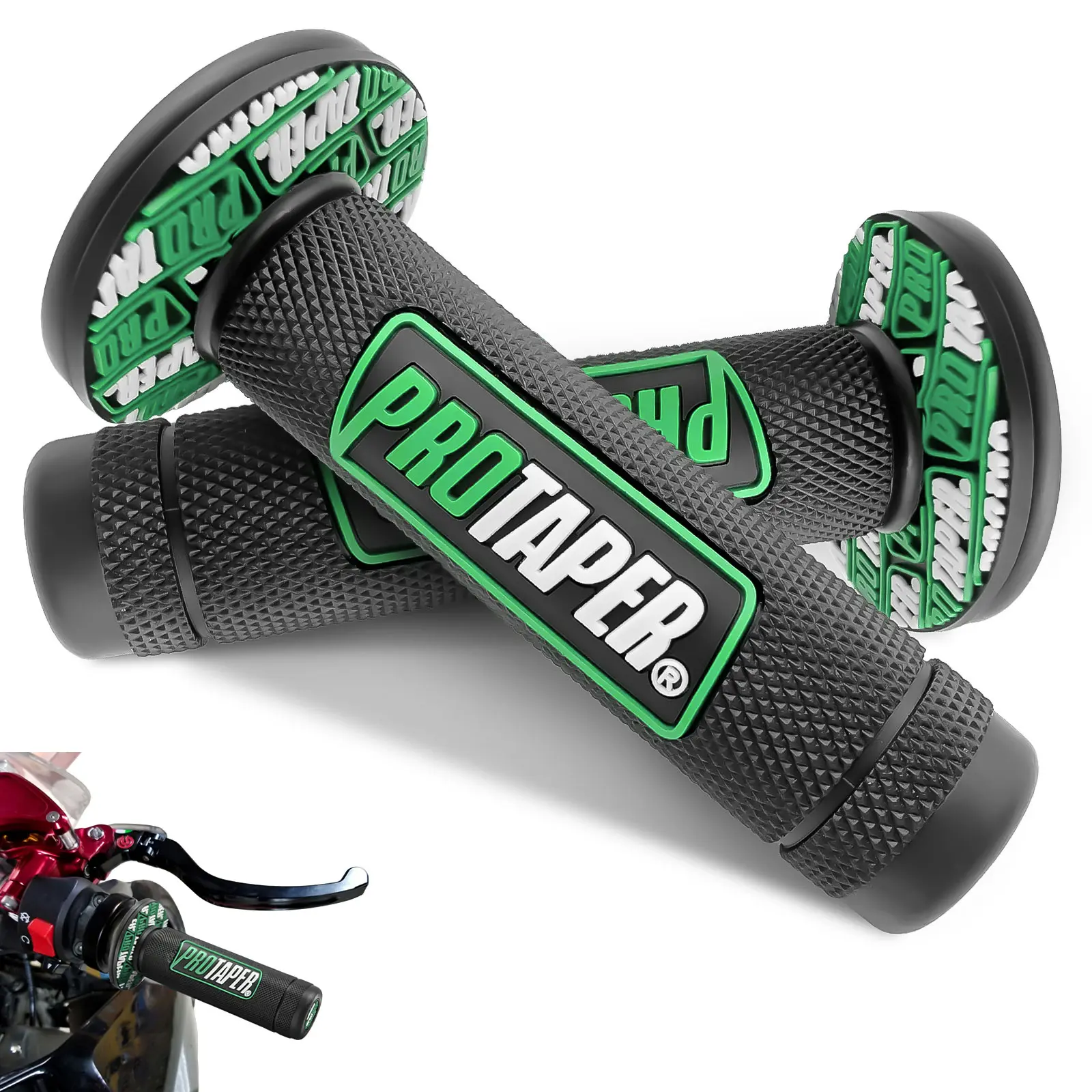 Motorcycle Rubber Gel Handle Grips Motorcycle Parts, 7/8” (22mm) Diameter Universal Fit Handlebars, Comfortable for Motocross, 2PCS with Red and Blue Throttle Cables