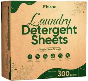 Travel Laundry Detergent Sheets Fisroa 300 Loads Eco-friendly Washing Detergent Sheets Plastic-Free Washer Sheets, Fresh Linen Scent Liquidless Laundry Sheets Strips for Camping Dorm