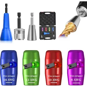 Drill Wire Stripper/Twister Tool for 8/10/12/14 AWG Wire - US Standard Impact Wire Stripping & Twisting Kit, Heavy Duty Electrician Tool for Drill Driver
