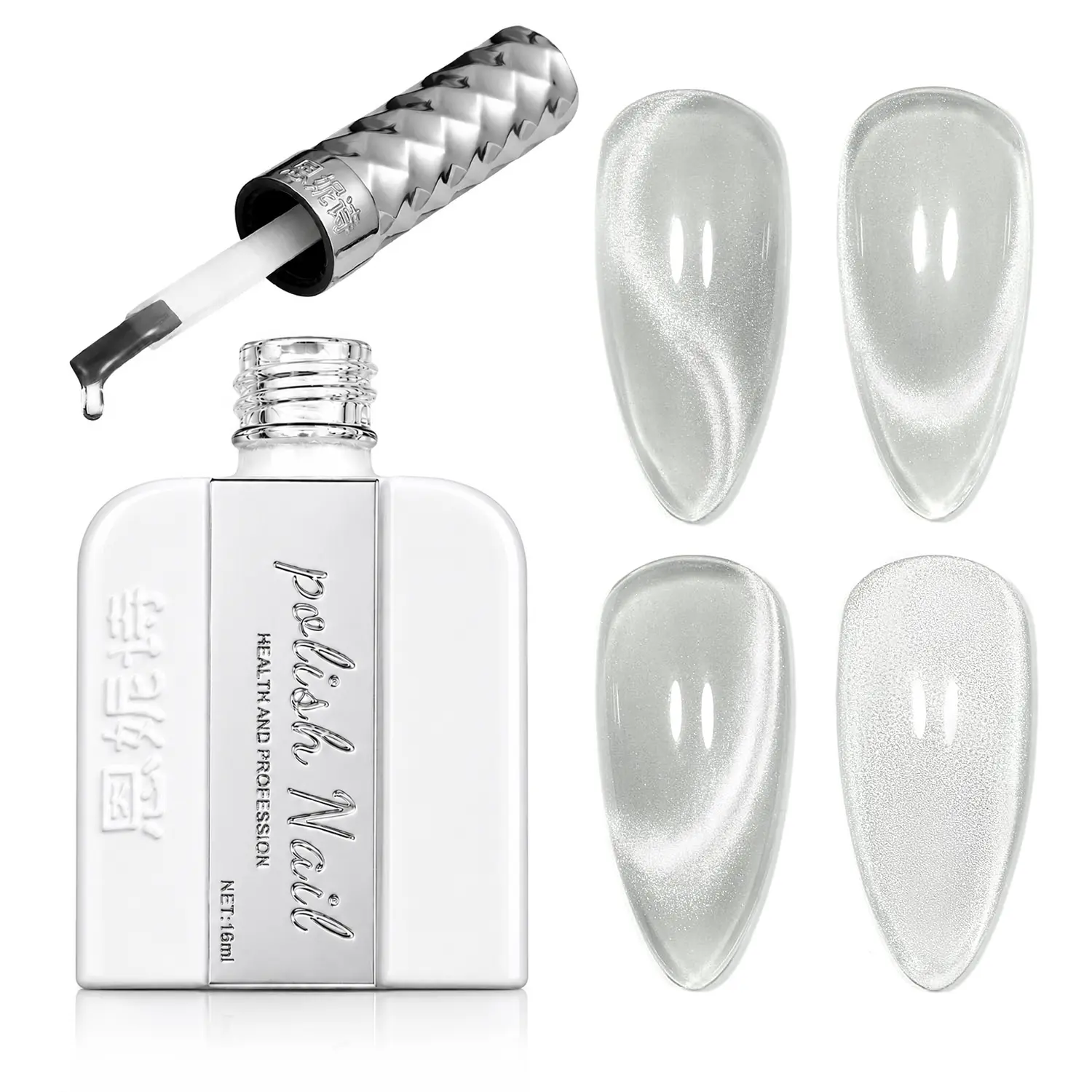 ANNIES Crystal Clear Cat Eye Gel Nail Polish - Transparent Watery Magnetic Gel with High-Flash Diamond Glitter Shimmer, UV LED Soak-Off Milky Jelly Polish for Home Salon DIY Nail Art, Press-On Nails, Polygel, Acrylic Extensions