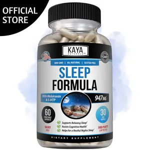 Kaya Naturals - Sleep Support Formula with Melatonin - Aid Support Vitamin Supplement - Sleep Stress and Mood Support - L-Tryptophan, Passion Flower, Ashwagandha and More - 60 Capsules