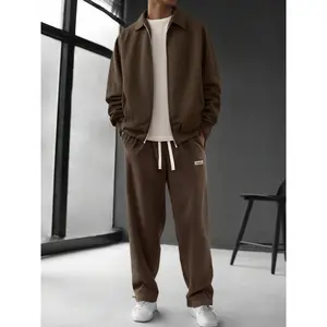 Men's Large Size Corduroy Sportswear Set, Fall & Winter Casual Fashion, Shirt + Pants, Buttoned, Suitable for Daily Wear, Streetwear Tracksuit Set