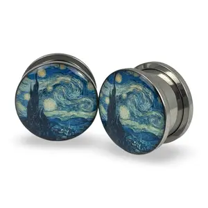 Starry Night Picture Plugs gauges pair body jewelry