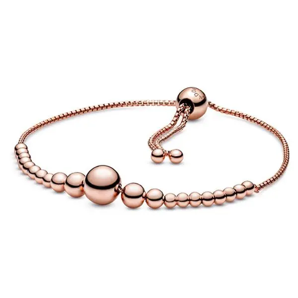 PANDORA Minimalist Chic 925 Silver String of Beads Slider Bracelet, Adults' Jewelry Accessory for Gifting, Model 587749C00-2, US