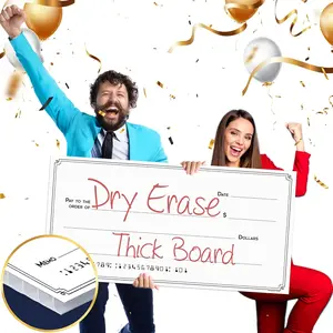 Dry Erase Giant Check for Presentation - 32" x 16" - Oversized Big Checks for Presentations - Novelty Large Fake Blank Prop for Play, Donation, Awards, Fundraisers