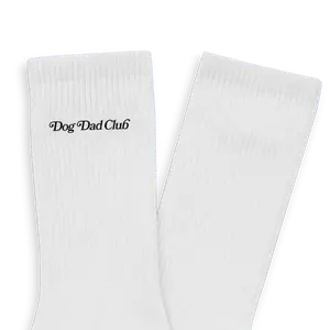 Dog Dad Club Socks - Black Classic Soft Crew Length Ribbed Cuff Cotton Nylon Spandex Blend One Size Fits 7-10