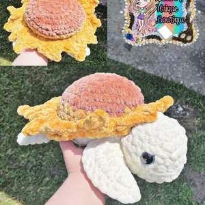 Huge Sunflower Sea Turtle Crochet Plushie