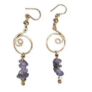 Copper & Amethyst Earrings Handcrafted with Swirl Design and Amethyst Beads for Unique Jewelry