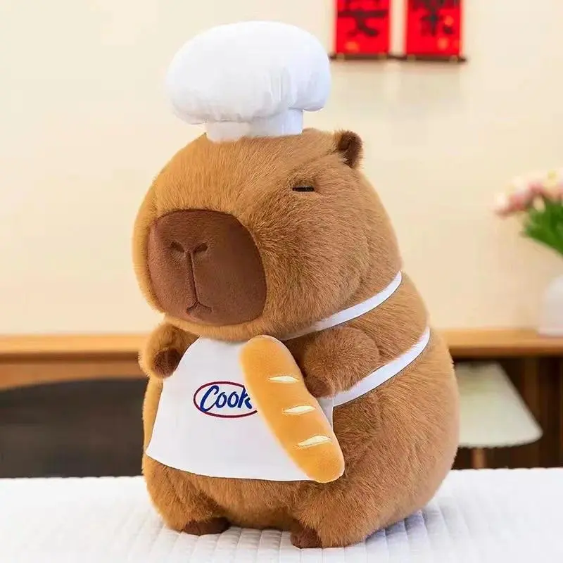 30cm Chef Bread Capybara Plush Simulation Kawaii Capibara Anime Fluffty Toy Cute Doll Stuffed Animals Soft Doll Plush Xmas Gift