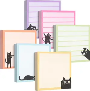 Black Cat Sticky Notes Set, 3" x 3", 6 Pads, 480 Sheets, Black Cat Sticky Notes, Memo Pads, Self-Stick Note Pad for Office, School, Home, Study & Organization