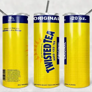 Twisted Tea 20oz Tumbler Cup with Reusable Straw and Cleaning Kit Original Portable & Washable Drinkware Bottle skinny tumbler--=%2=- festive=%2=----=%2=- drink=%2=-- festive drink stainless steel washable mug cute water travel coffee tumblers for christm