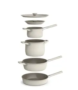 Bella Oatmilk 9-Piece Cookware Set – Space-Saving Design