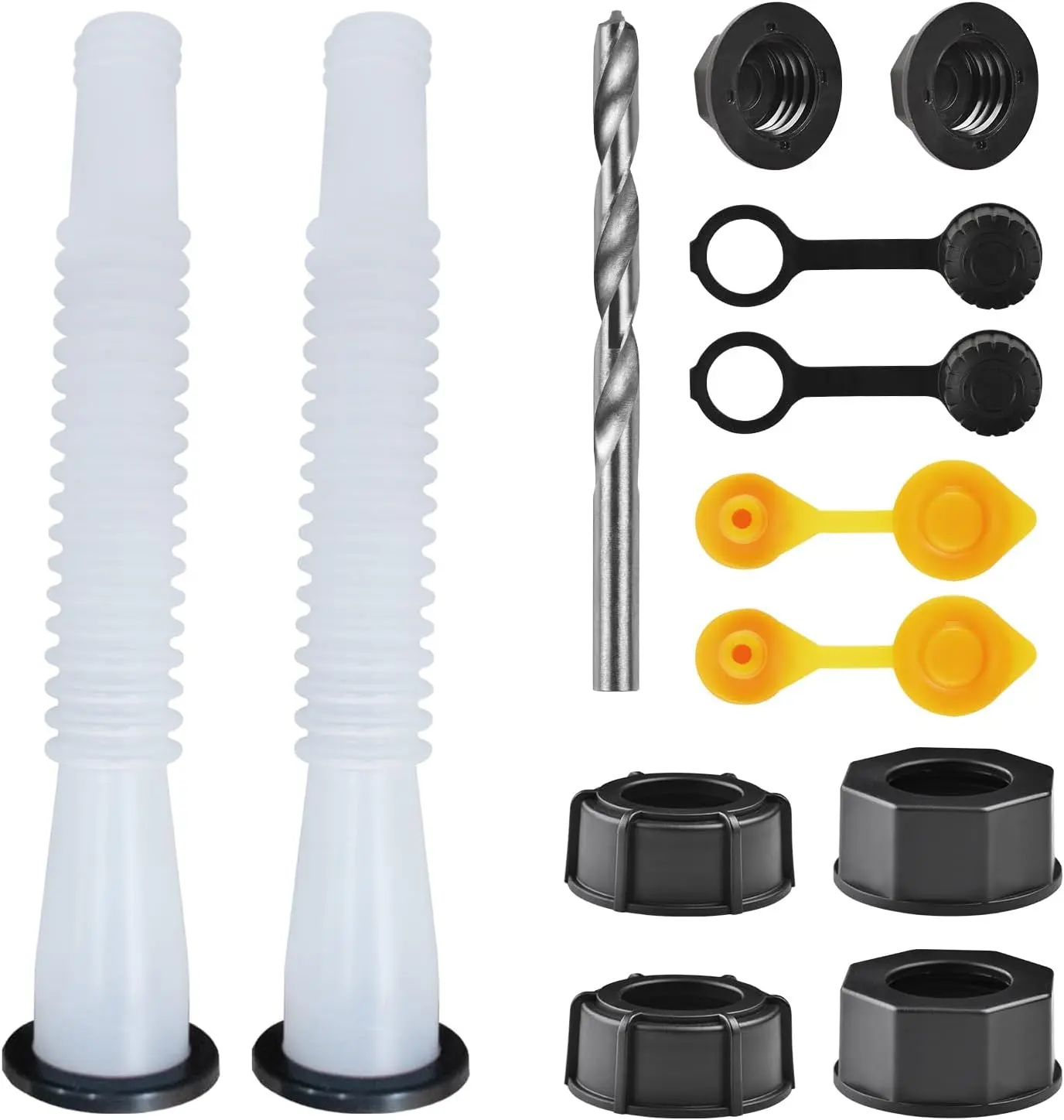 Automotive Gas Can Spout & Nozzle Replacement Kit (2-Pack) - Leakproof, Anti-Overflow, Preinstalled Gaskets, Flexible Tube, Ready-to-Use, Easy-Operation, Fits 1/2/5/10-Gal Gas Cans