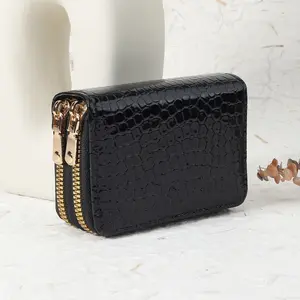 Women's Fashion Double-Zipper Short Wallet, Multi-Card Slot Credit Card Holder, Casual Zipper Coin Purse